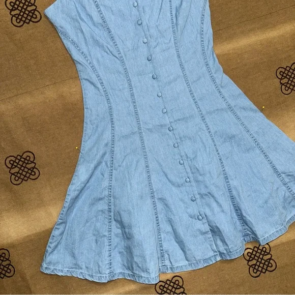 Guess NWT! Sweetheart Light Blue Scarlette Denim Mini Dress Size XS - Picture 3 of 16